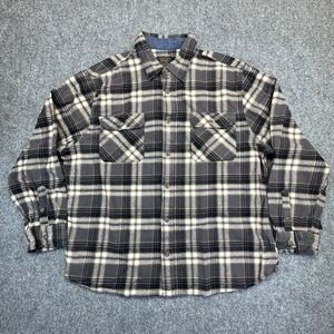 Jachs NY Heritage Flannel Shirt Mens XXL Grey Black Plaid Long Sleeve Excellent